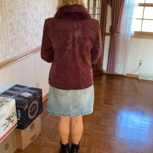 Beautiful purple suede jacket with purple fur - Picture 10 of 11